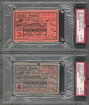 1929 World Series Game 3 and 4 Ticket Stubs (PSA)